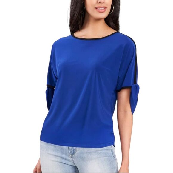 Two by Vince Camuto Ladies' Tie Sleeve Top (Goddess Blue/Black) Sz XS - Picture 5 of 11